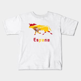 Spanish Flag Bull Spain - Bull Riding Kids T-Shirt